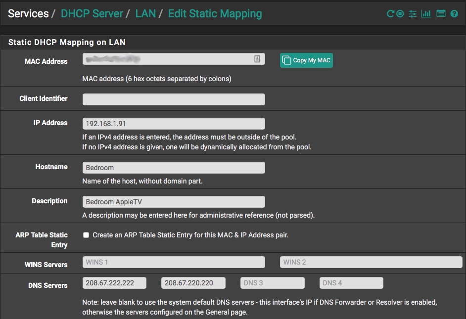 AppleTV Static Mapping